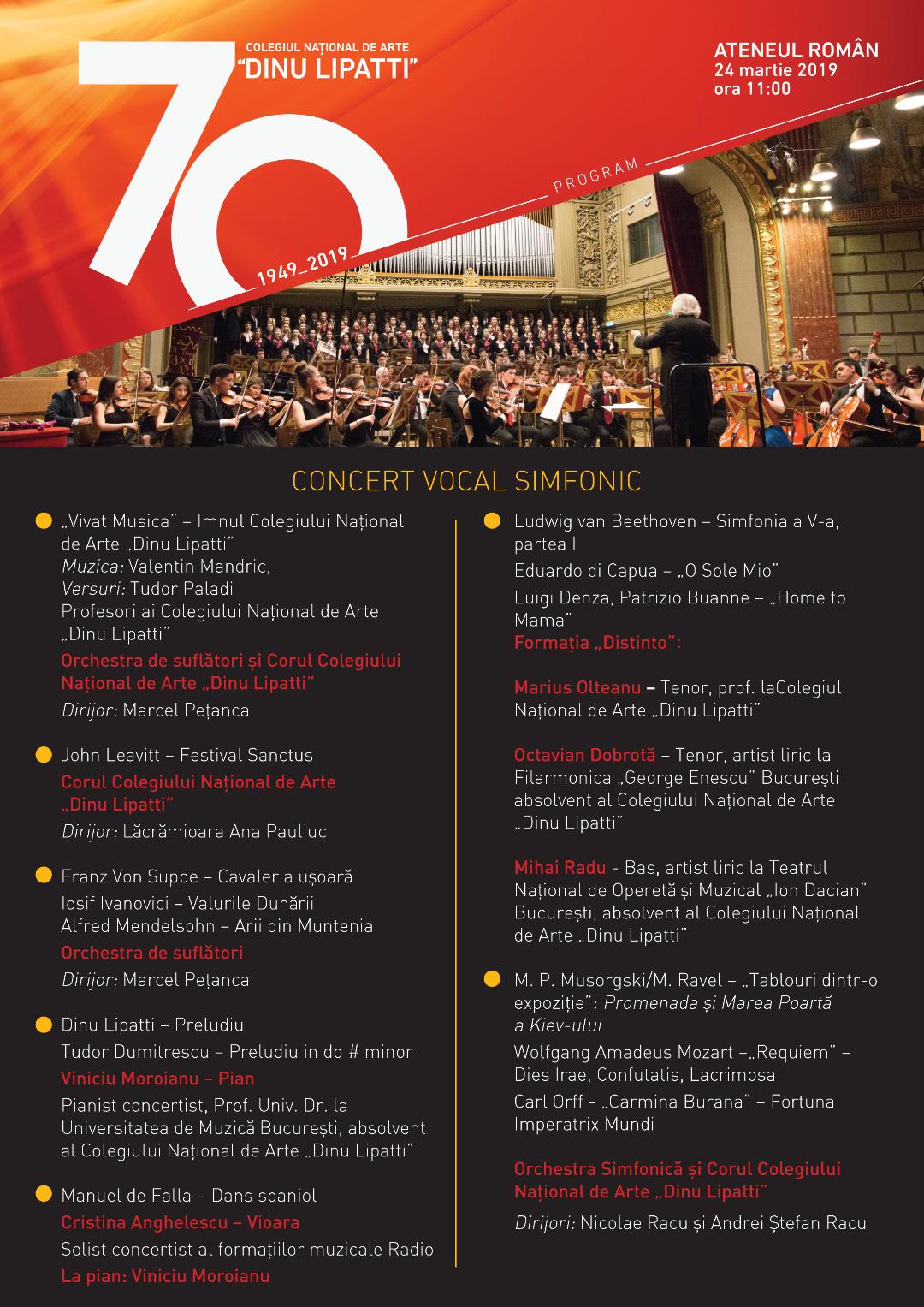 Program Concert Aniversar 70 de ani
