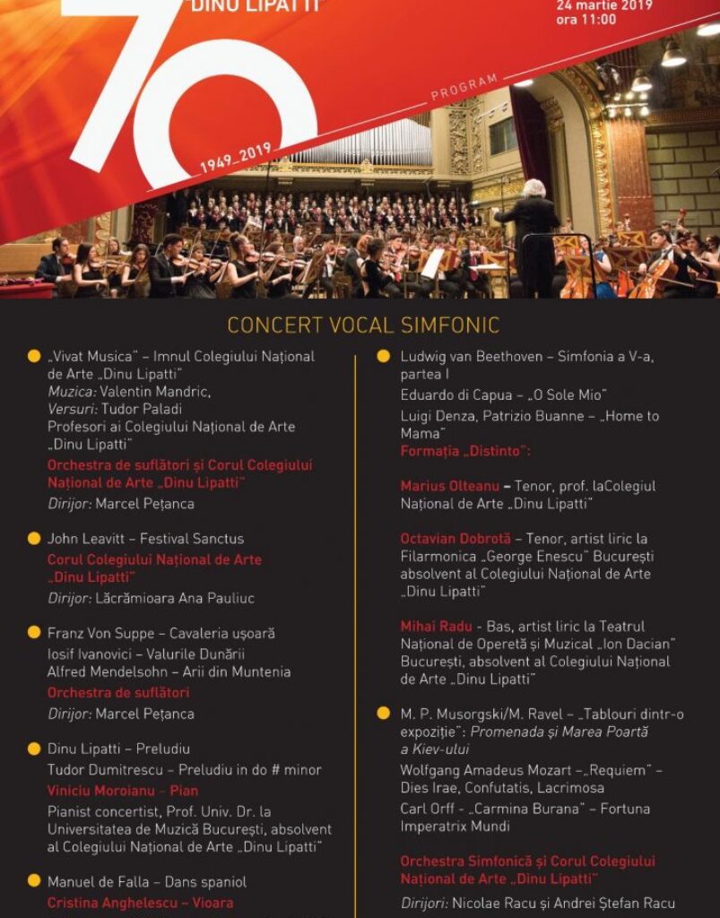 Program Concert Aniversar 70 de ani 2