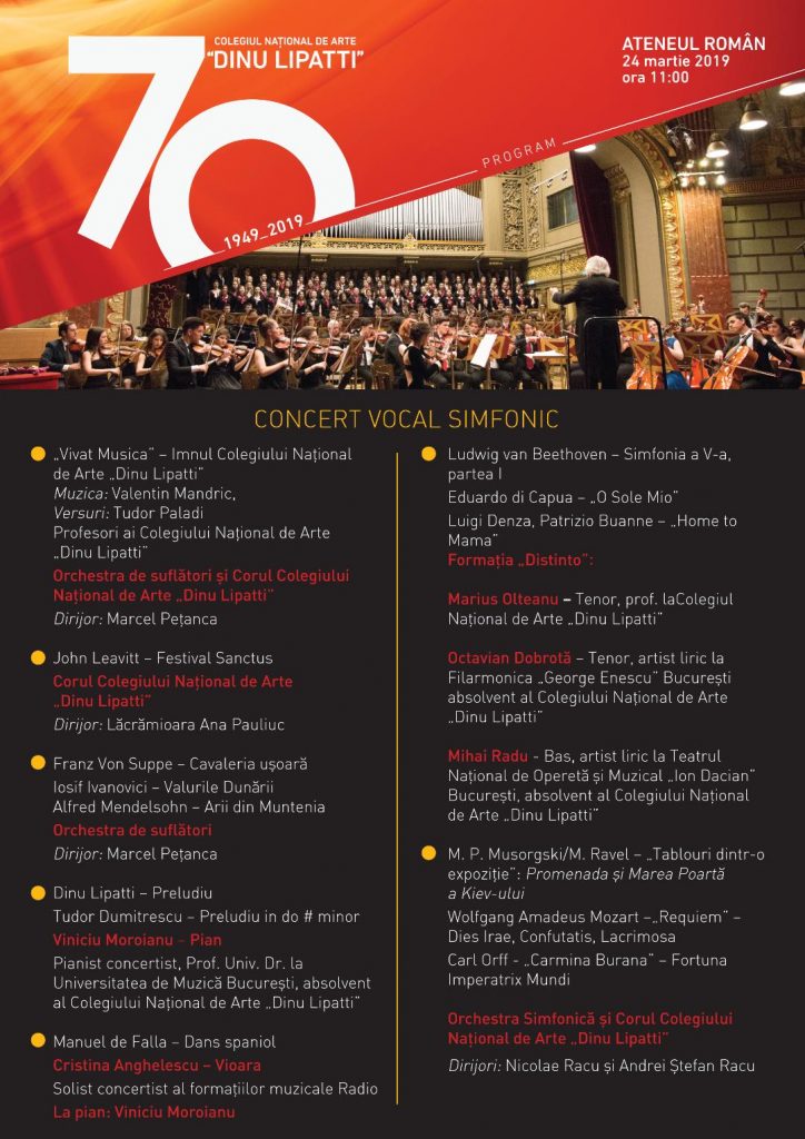 Program Concert Aniversar 70 de ani 2